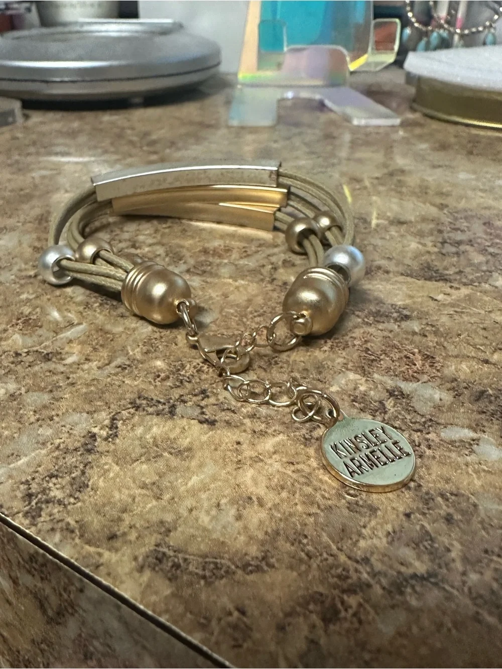 Kinsley Armelle Metallic Collection Hybrid Gold Silver Multi-Strand Bracelet